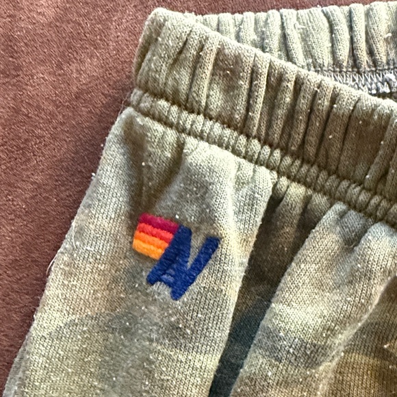 Aviator Nation Olive Tie-Dye Joggers with Rainbow Side Stripes - Picture 2 of 6